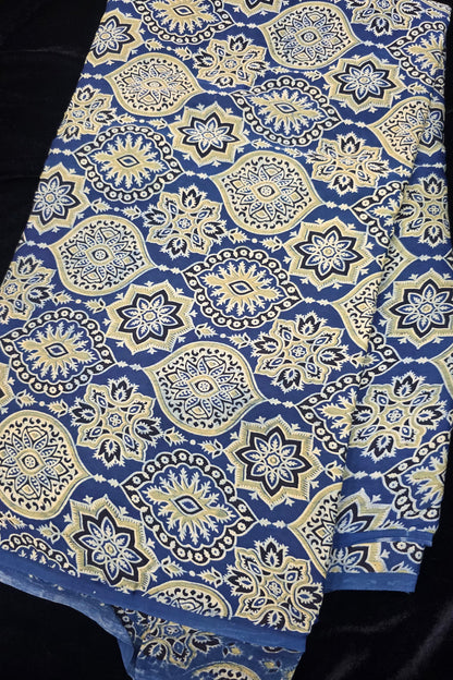 Kakar Clouds Ajrak Printed Pure Modal Satin Fabric