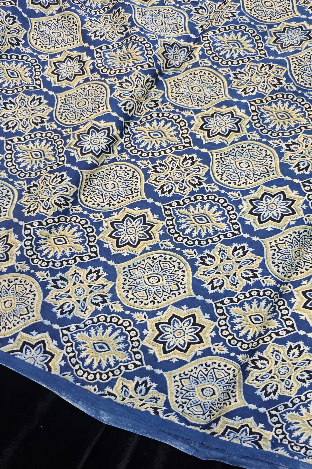 Kakar Clouds Ajrak Printed Pure Modal Satin Fabric