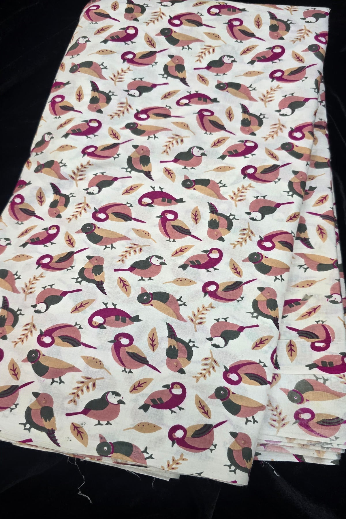 Old World Sparrow Printed Pure Cotton Fabric