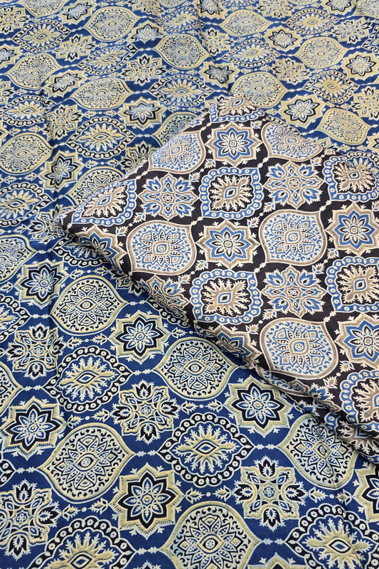 Kakar Clouds Ajrak Printed Pure Modal Satin Fabric