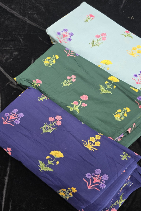 Mughal Floral Printed Pure Cotton Fabric