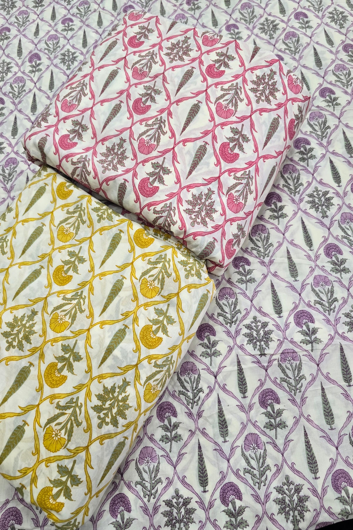 Pine Tree & Primrose Printed Cotton Fabric