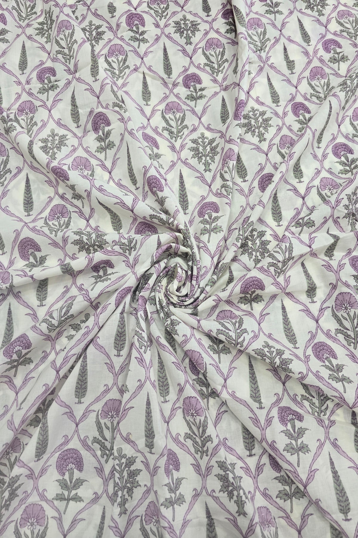 Pine Tree & Primrose Printed Cotton Fabric
