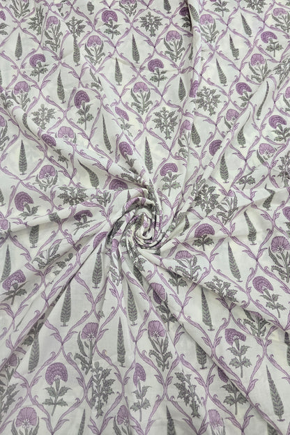 Pine Tree & Primrose Printed Cotton Fabric