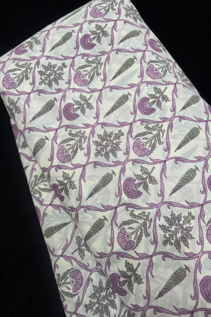 Pine Tree & Primrose Printed Cotton Fabric