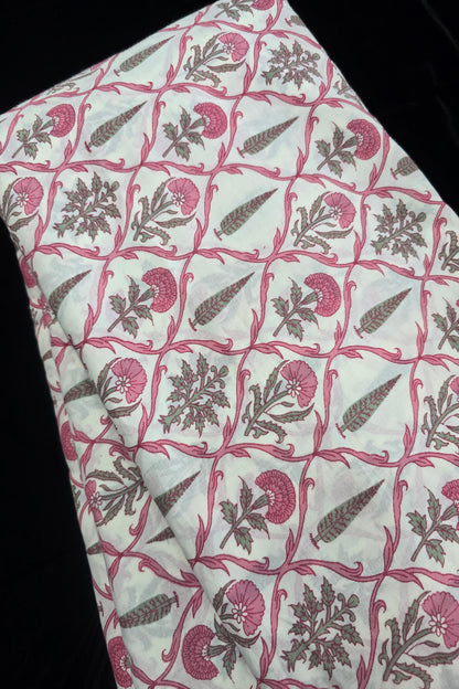 Pine Tree & Primrose Printed Cotton Fabric