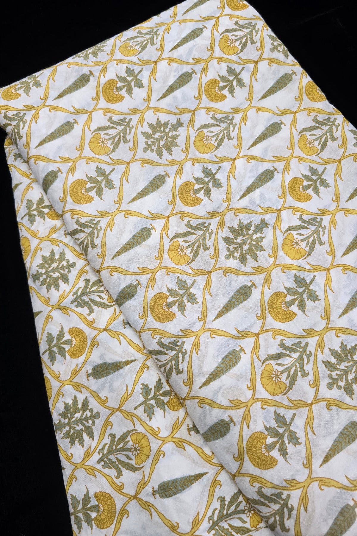 Pine Tree & Primrose Printed Cotton Fabric