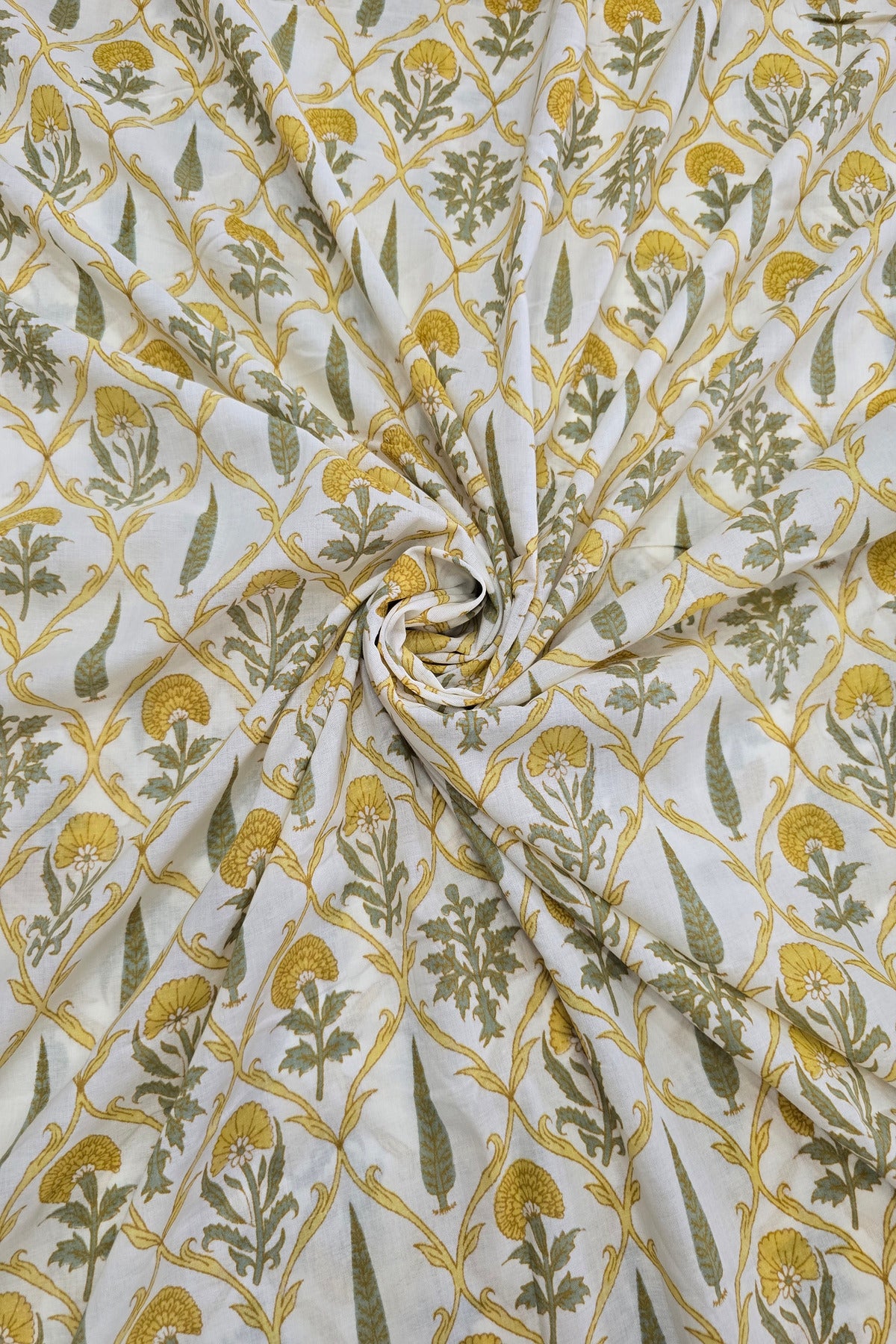 Pine Tree & Primrose Printed Cotton Fabric