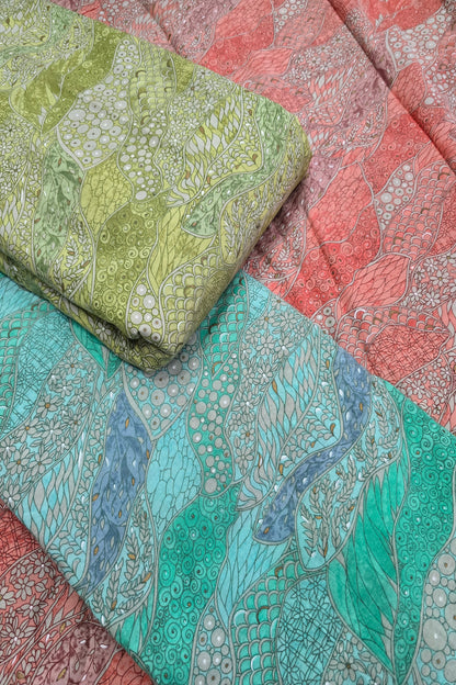 Asymmetrical Mandala Art Printed Pure Cotton Fabric