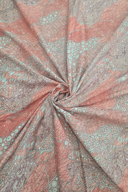 Asymmetrical Mandala Art Printed Pure Cotton Fabric