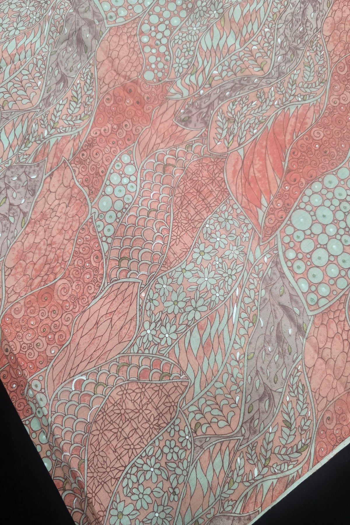 Asymmetrical Mandala Art Printed Pure Cotton Fabric