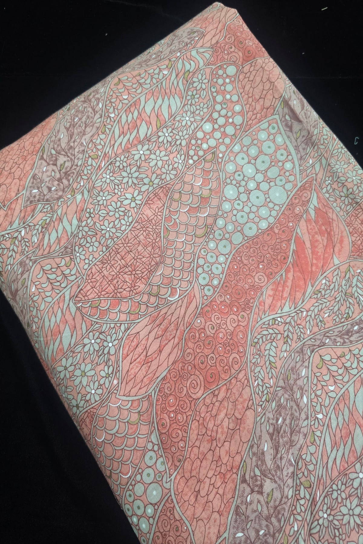Asymmetrical Mandala Art Printed Pure Cotton Fabric