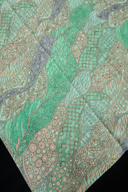 Asymmetrical Mandala Art Printed Pure Cotton Fabric
