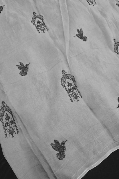 House Of Tree & Hummingbird Embroidered Falling Organza Fabric