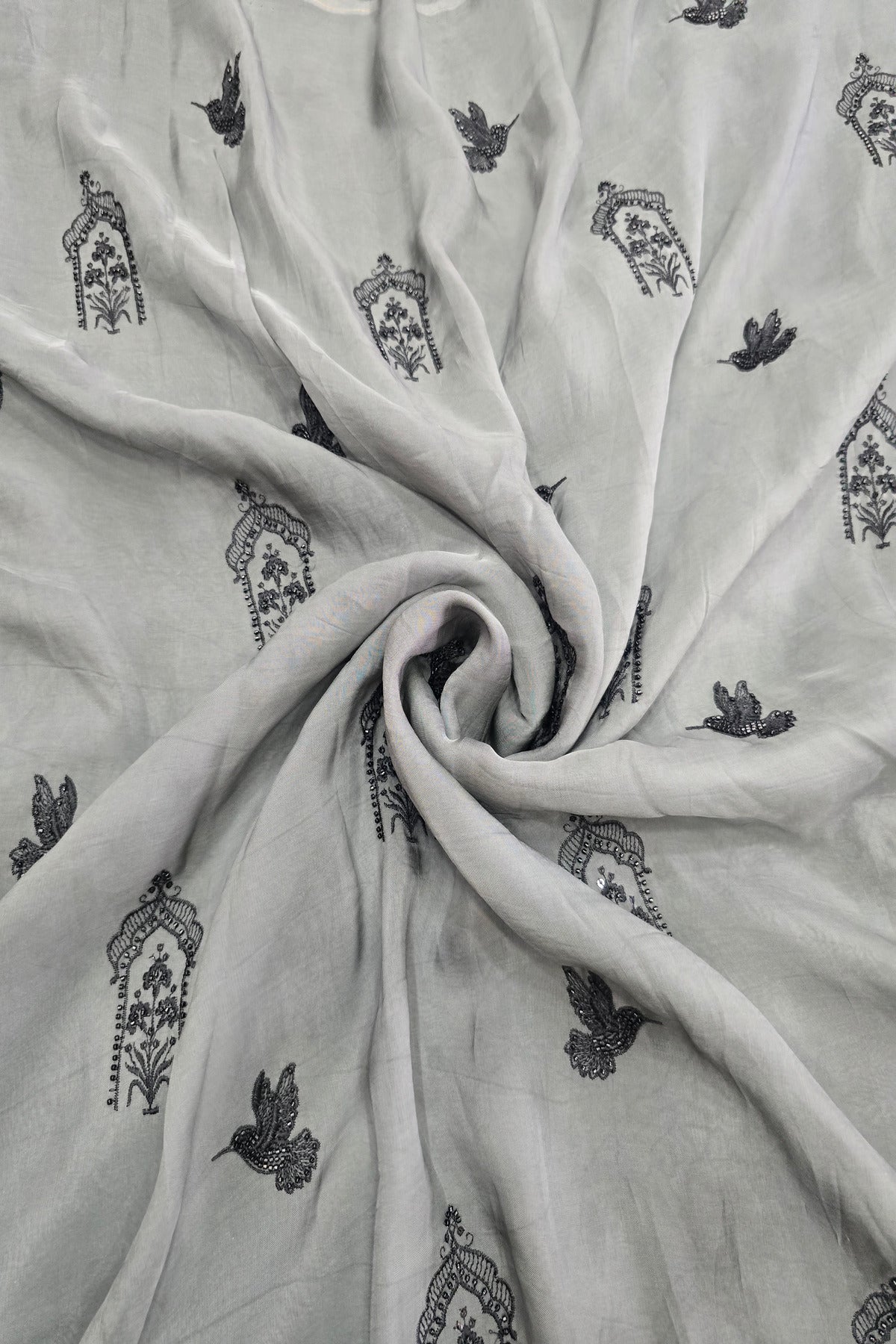 House Of Tree & Hummingbird Embroidered Falling Organza Fabric