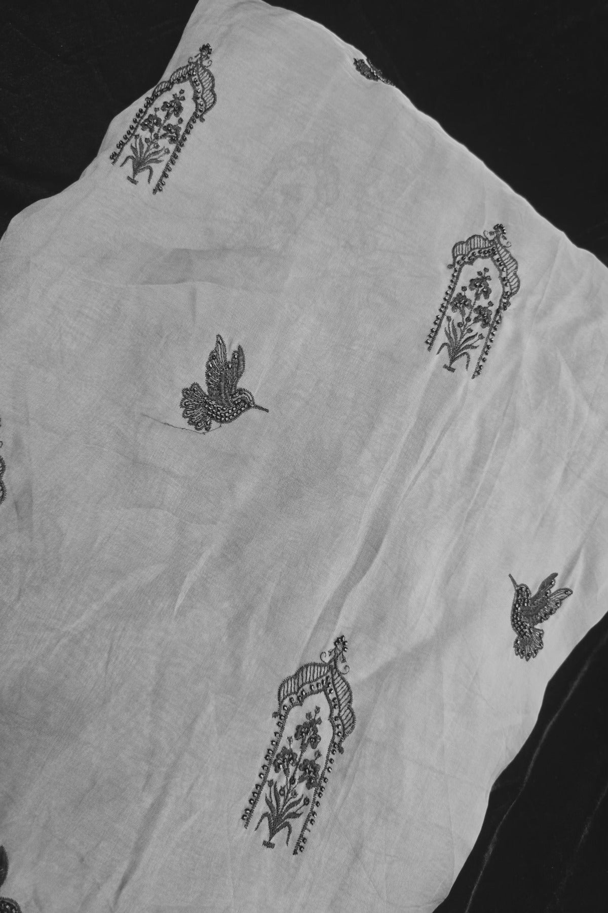 House Of Tree & Hummingbird Embroidered Falling Organza Fabric