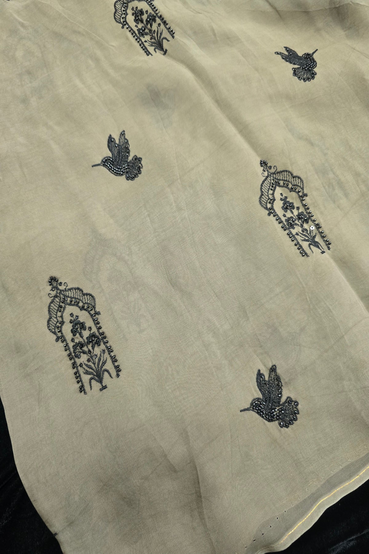House Of Tree & Hummingbird Embroidered Falling Organza Fabric