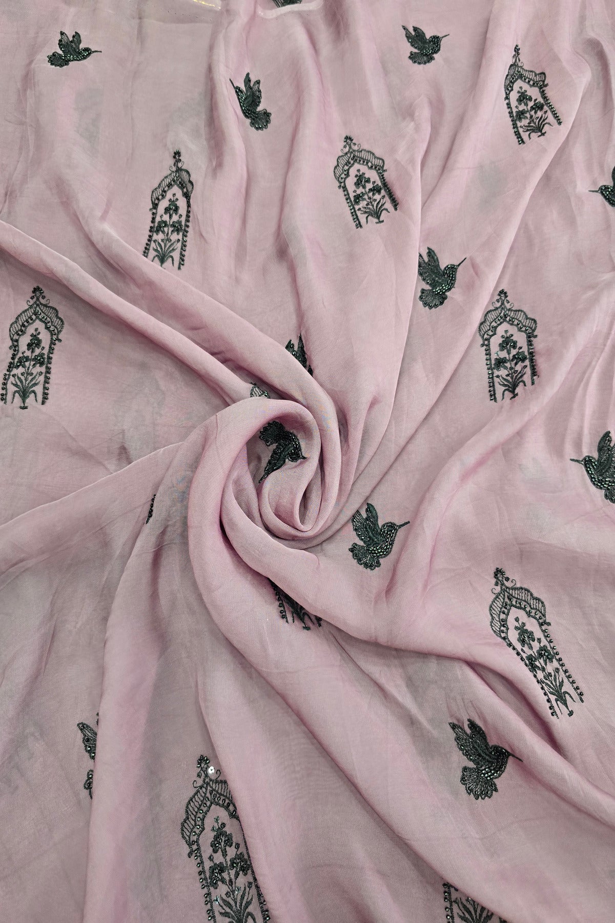 House Of Tree & Hummingbird Embroidered Falling Organza Fabric