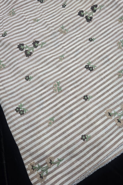 Vertical Stripes With Floriferous cotton Lenin Blend Fabric