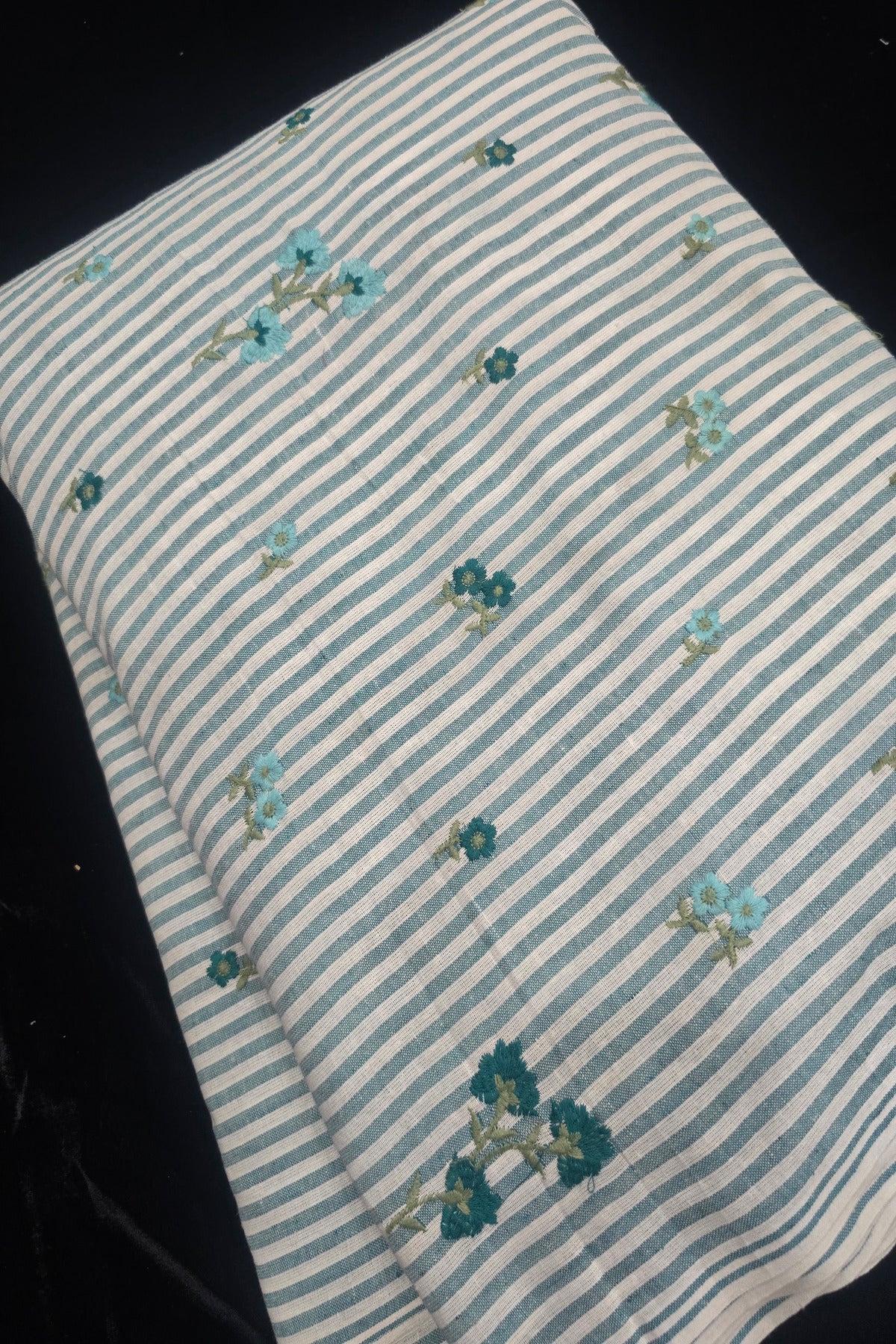 Vertical Stripes With Floriferous cotton Lenin Blend Fabric
