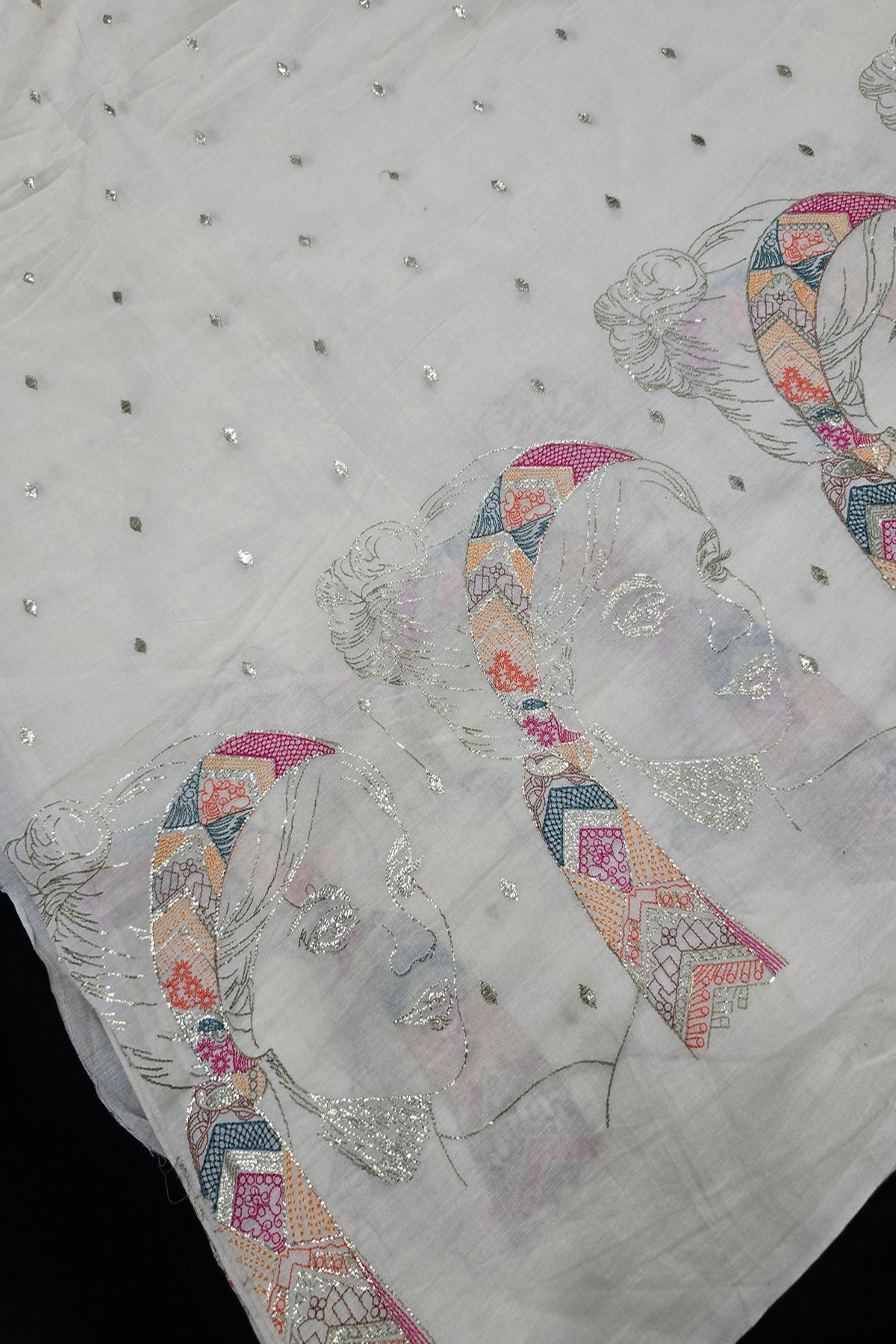 Women's Facet Embroidered Pure Kora Cotton Fabric