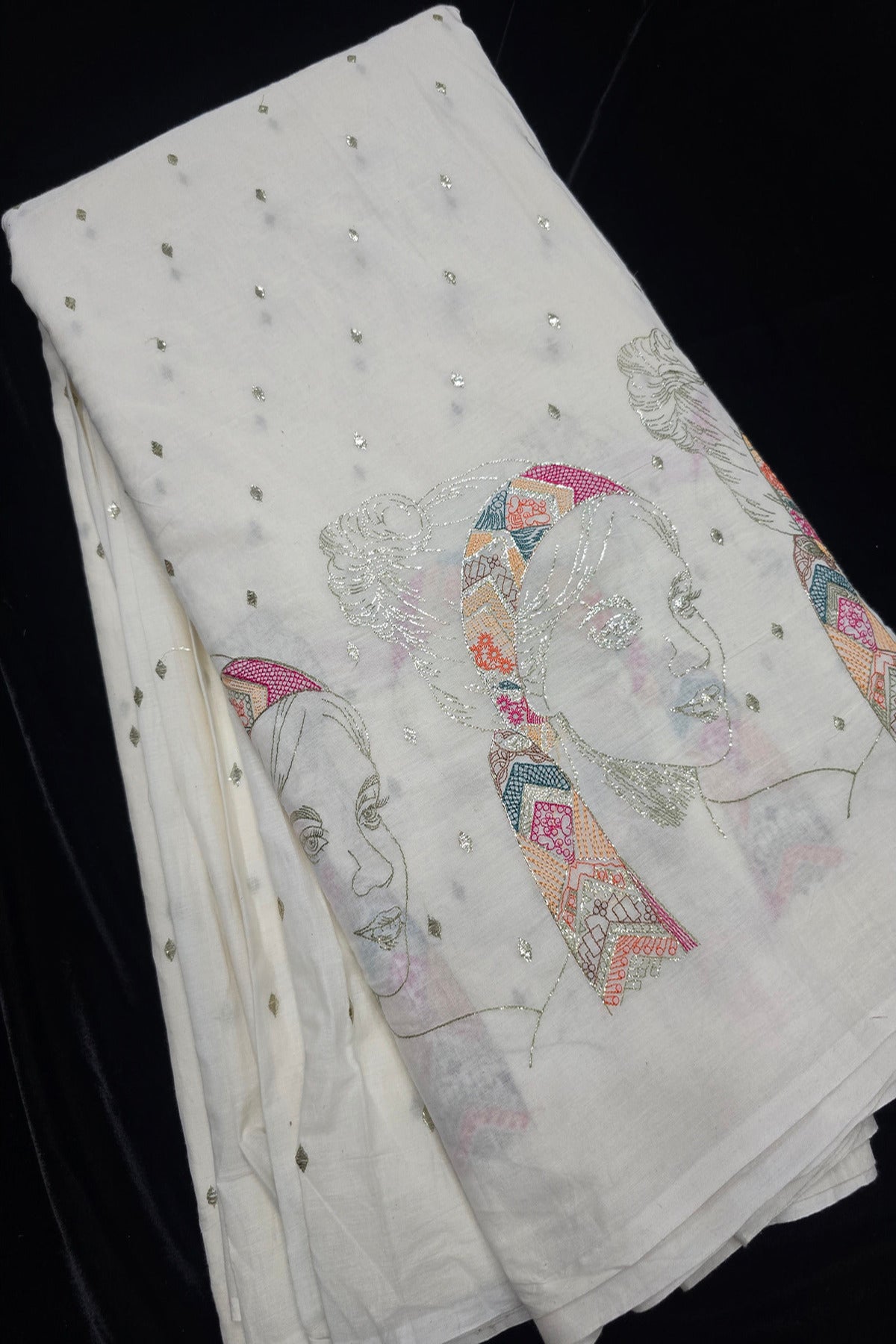 Women's Facet Embroidered Pure Kora Cotton Fabric