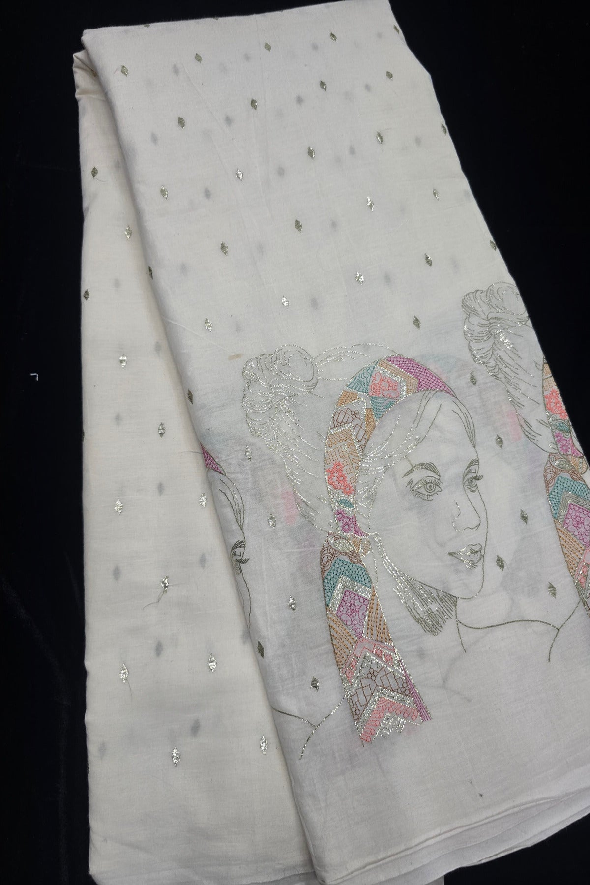 Women's Facet Embroidered Pure Kora Cotton Fabric