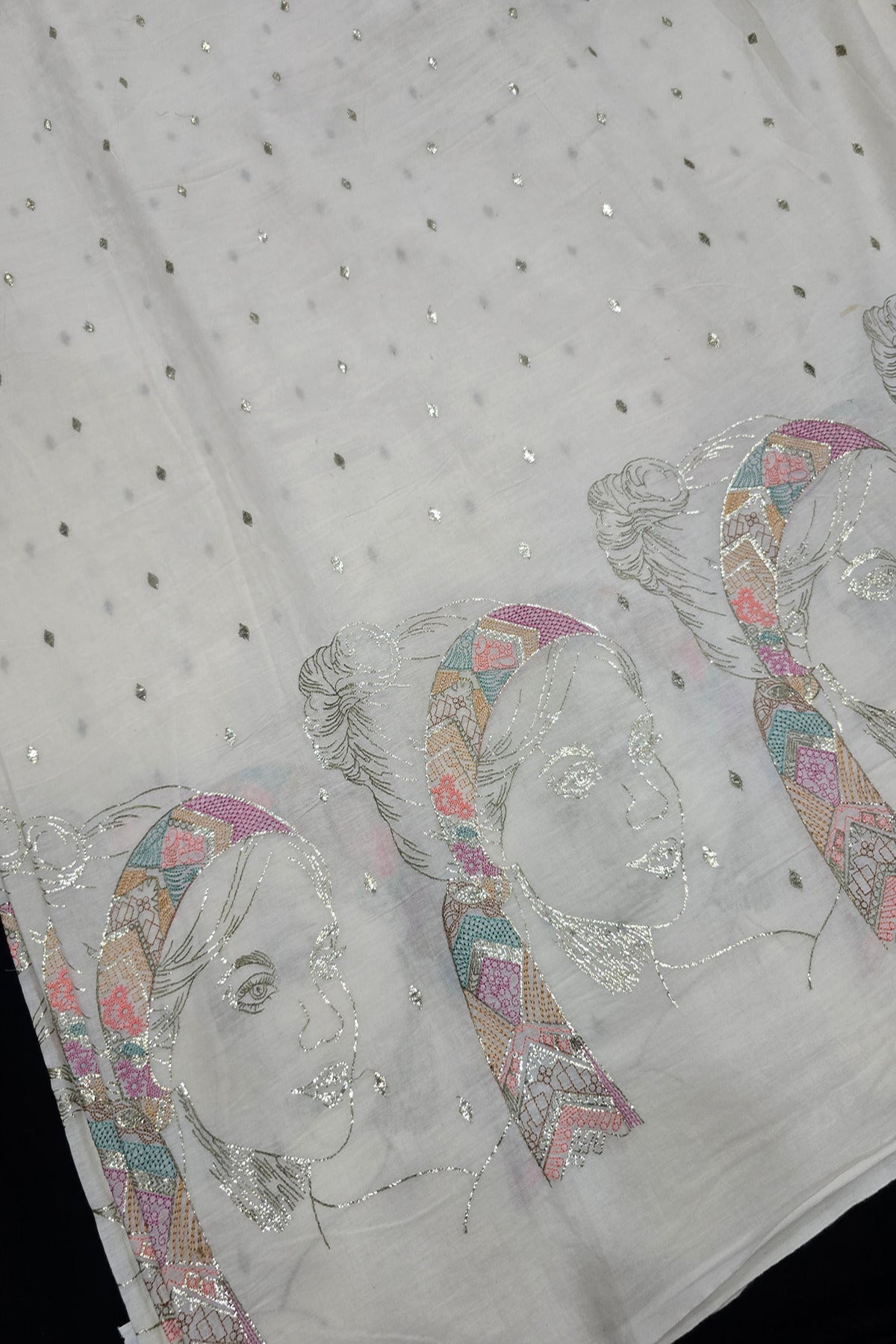 Women's Facet Embroidered Pure Kora Cotton Fabric