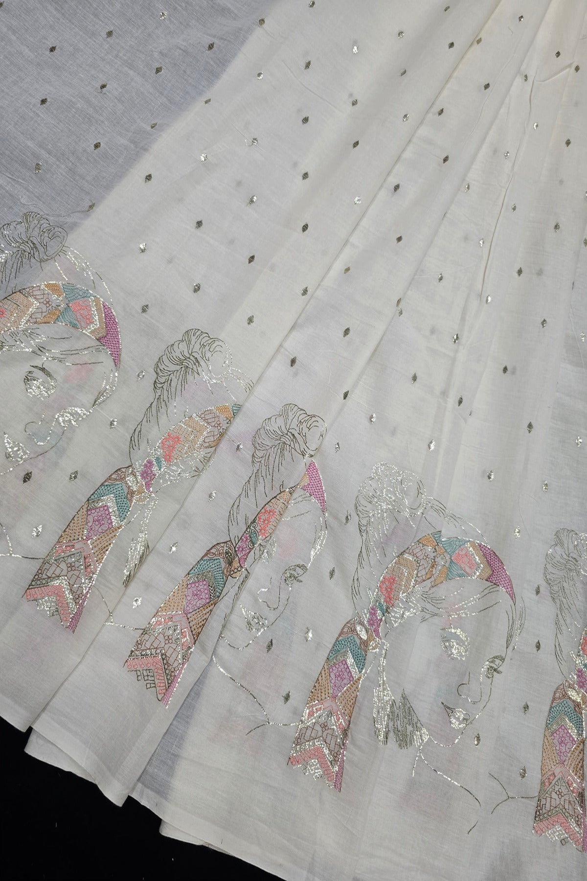 Women's Facet Embroidered Pure Kora Cotton Fabric