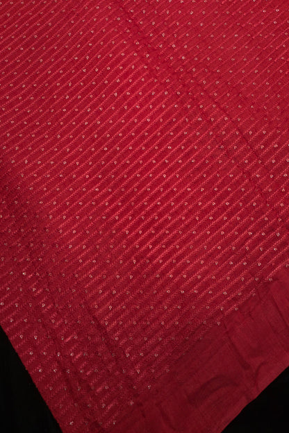 Vertical Self Ridged Embroidery With Highlighted Sequins Falling RawSilk Fabric