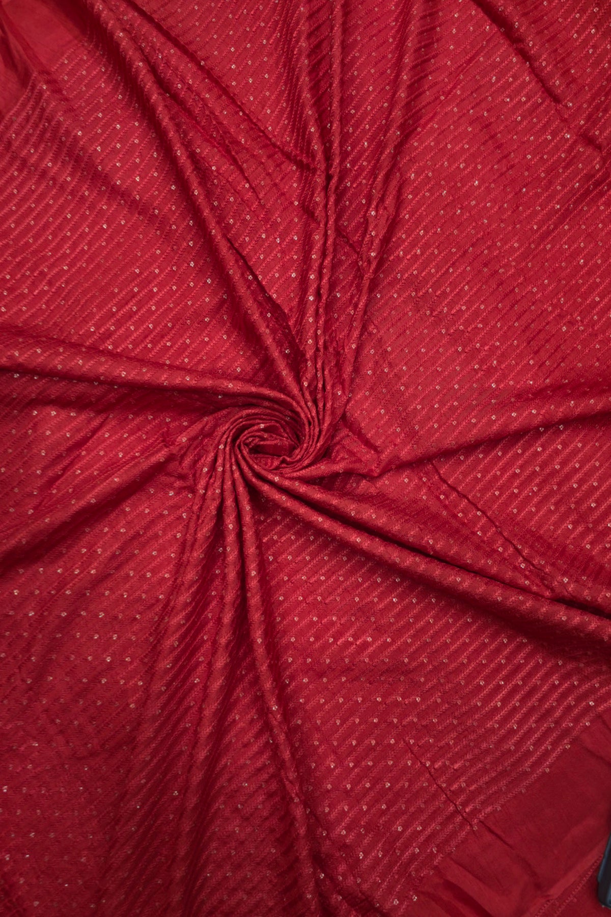 Vertical Self Ridged Embroidery With Highlighted Sequins Falling RawSilk Fabric