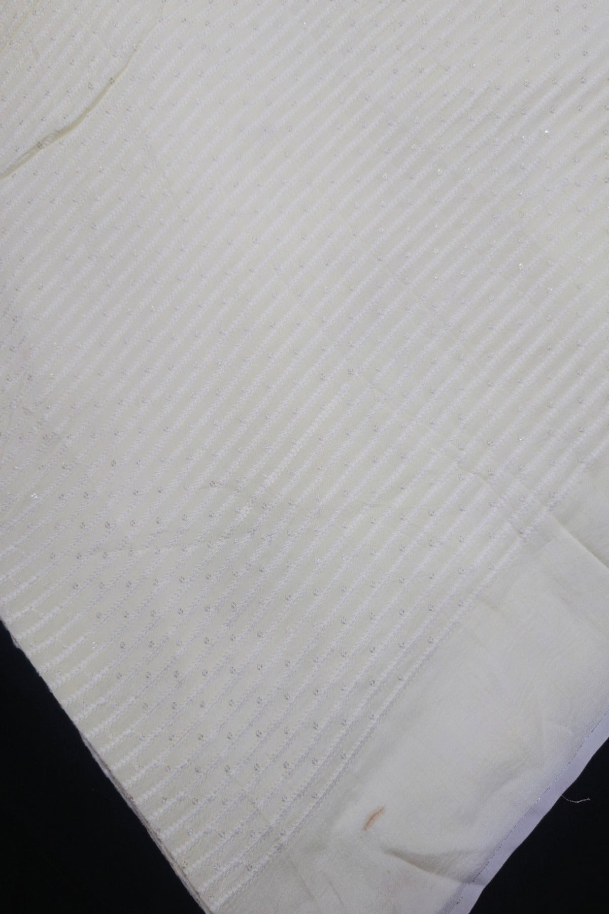 Vertical Self Ridged Embroidery With Highlighted Sequins Falling RawSilk Fabric