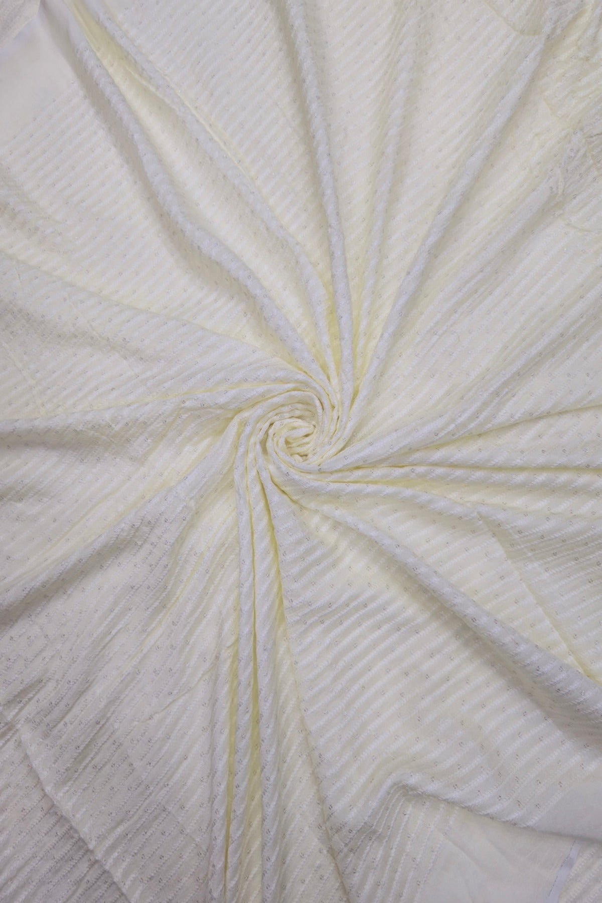 Vertical Self Ridged Embroidery With Highlighted Sequins Falling RawSilk Fabric