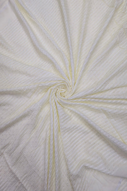 Vertical Self Ridged Embroidery With Highlighted Sequins Falling RawSilk Fabric