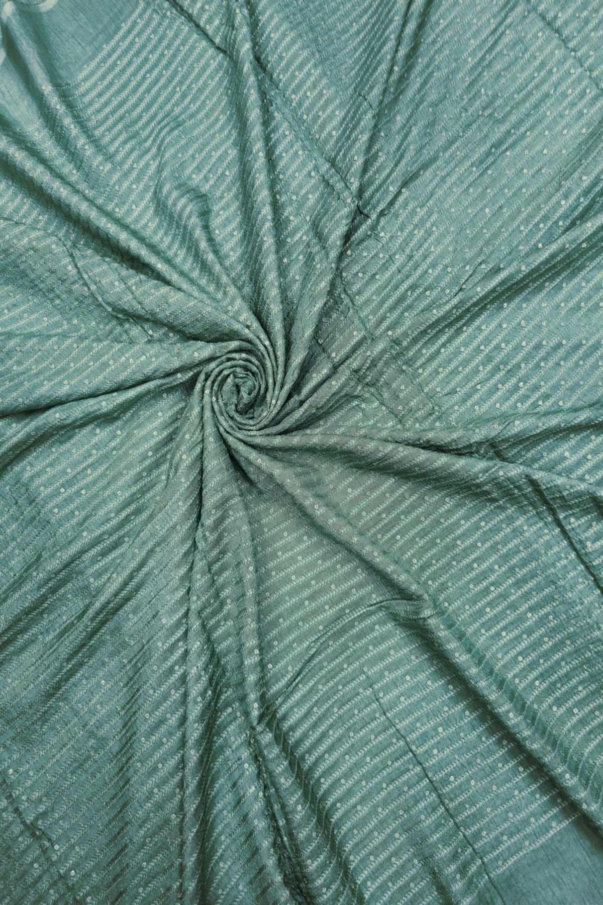 Vertical Self Ridged Embroidery With Highlighted Sequins Falling RawSilk Fabric