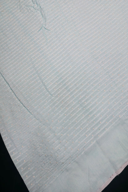 Vertical Self Ridged Embroidery With Highlighted Sequins Falling RawSilk Fabric