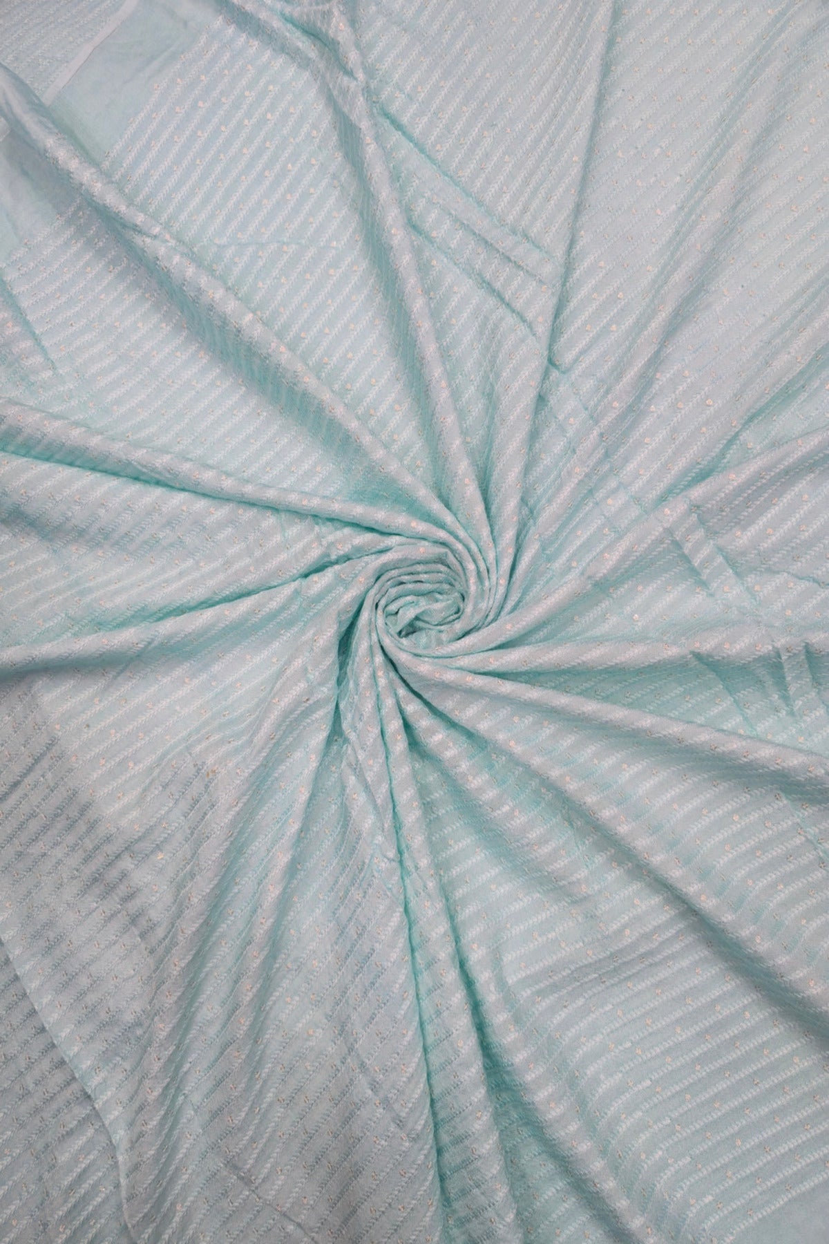 Vertical Self Ridged Embroidery With Highlighted Sequins Falling RawSilk Fabric