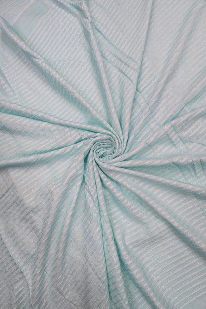 Vertical Self Ridged Embroidery With Highlighted Sequins Falling RawSilk Fabric