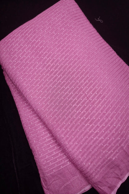 Vertical Self Ridged Embroidery With Highlighted Sequins Falling RawSilk Fabric