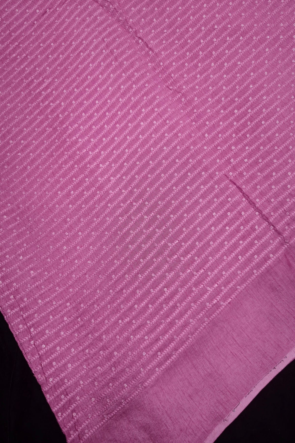 Vertical Self Ridged Embroidery With Highlighted Sequins Falling RawSilk Fabric