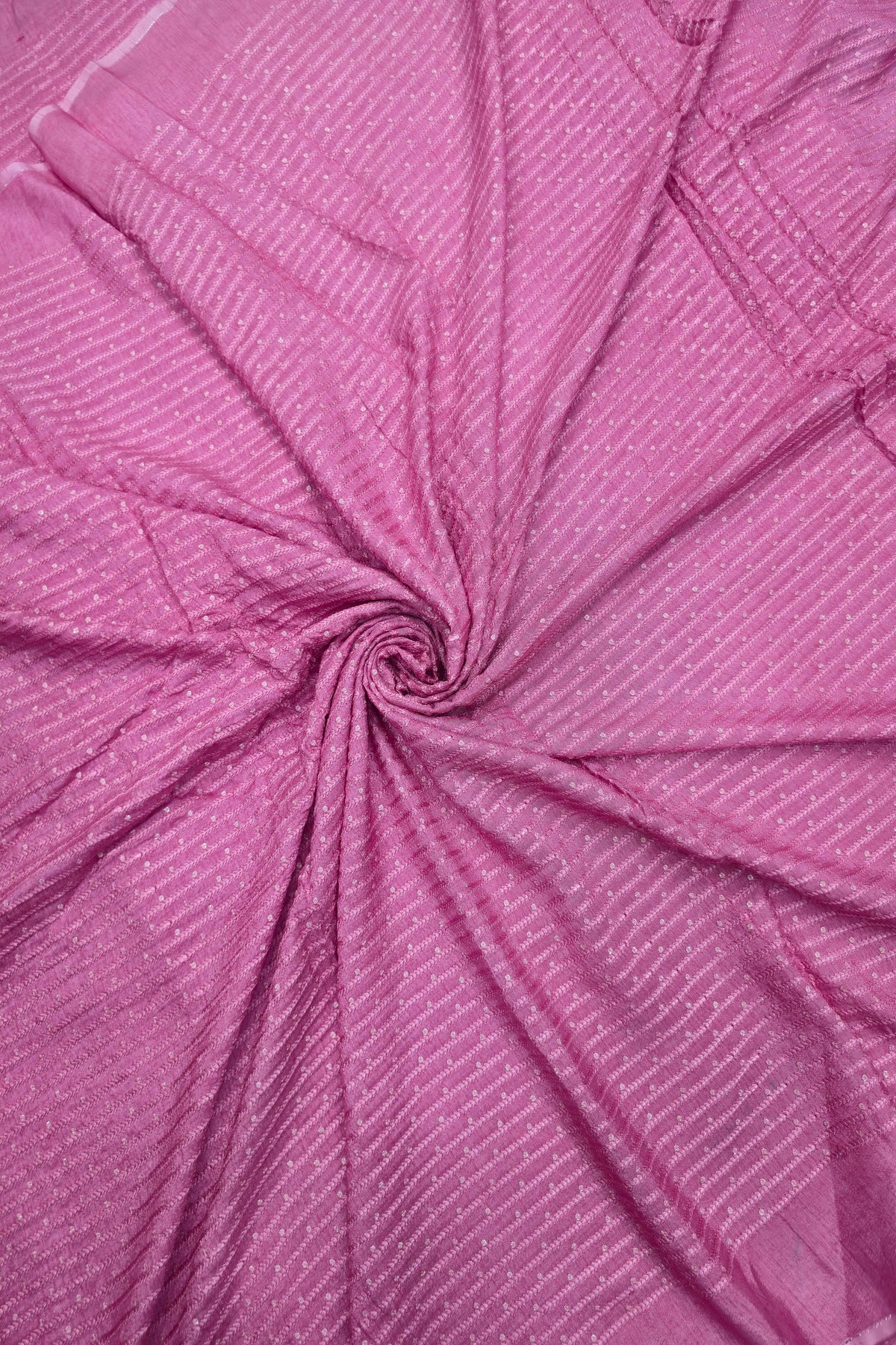 Vertical Self Ridged Embroidery With Highlighted Sequins Falling RawSilk Fabric