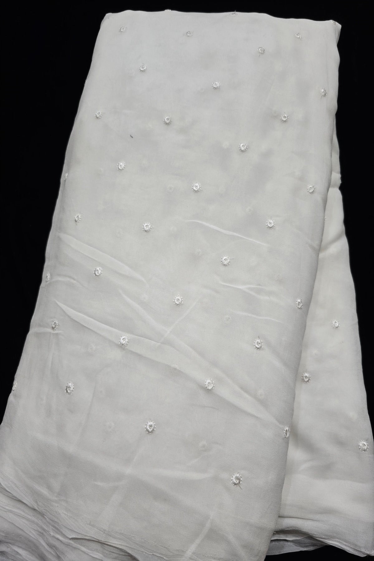 Circular Sequins Embroidered Pure Viscose Georgette Dyeable Fabric
