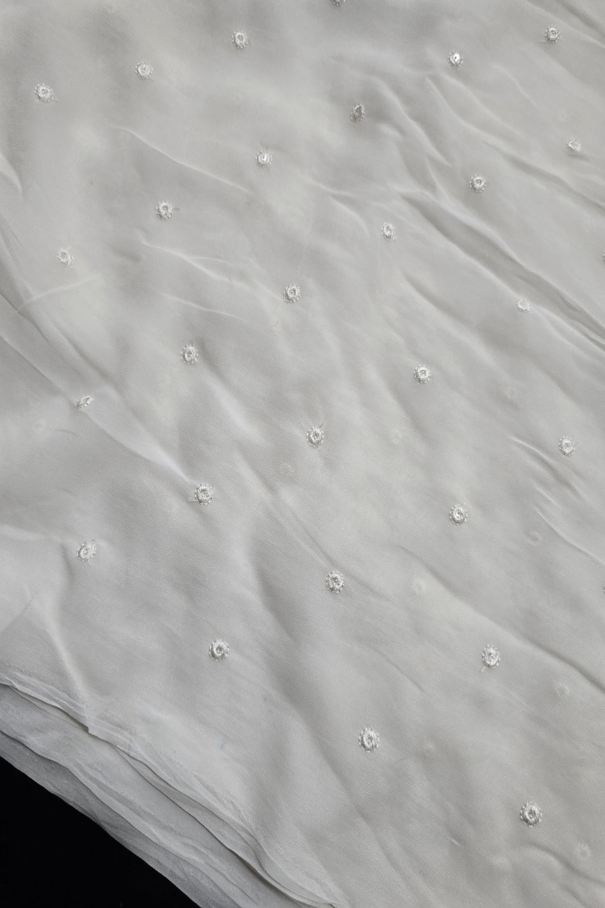 Circular Sequins Embroidered Pure Viscose Georgette Dyeable Fabric