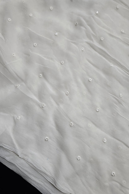 Circular Sequins Embroidered Pure Viscose Georgette Dyeable Fabric