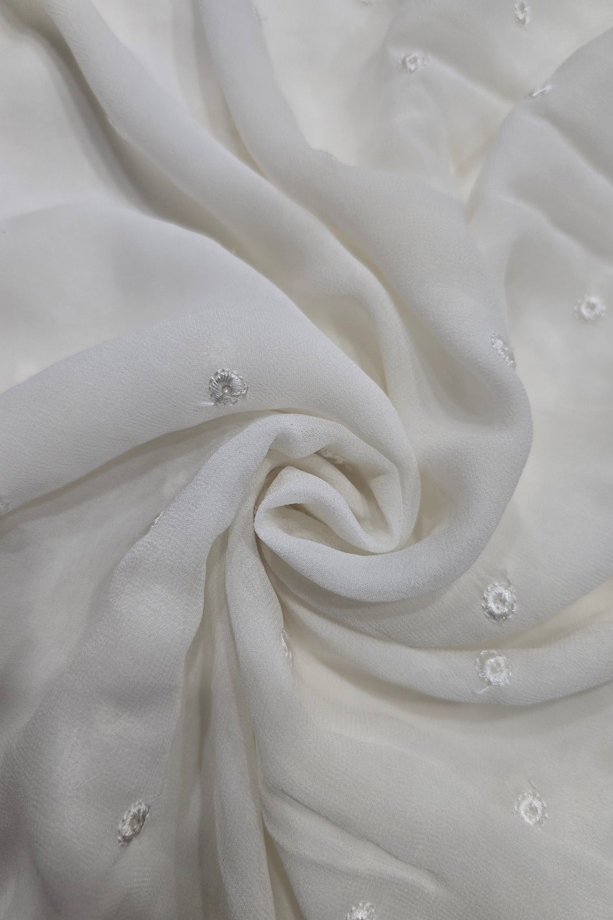 Circular Sequins Embroidered Pure Viscose Georgette Dyeable Fabric