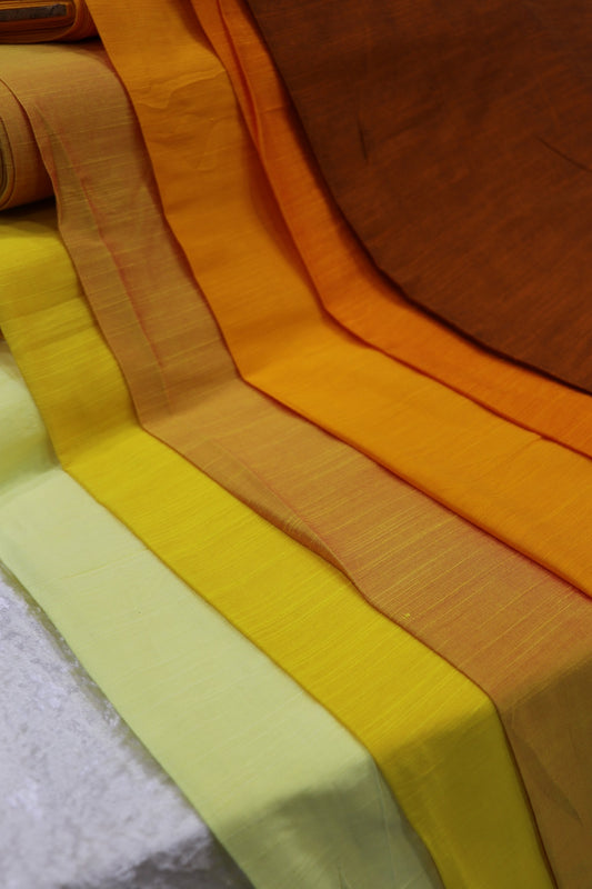 Hues Of Yellows Semi Soft Raw Silk Fabric