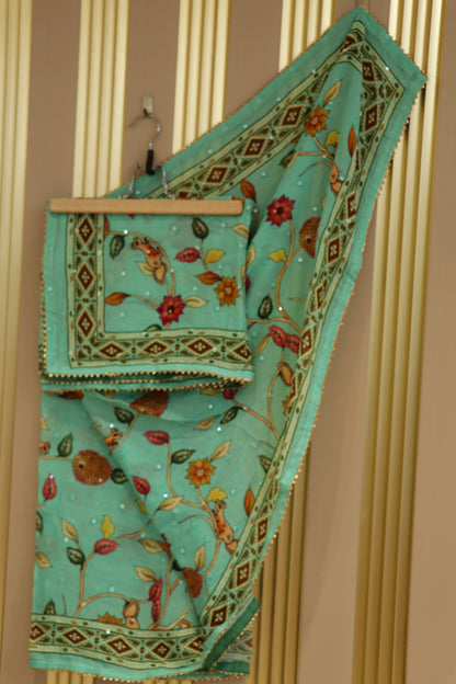 Chinnon printed dupattas with mirror embroidery and gota work border