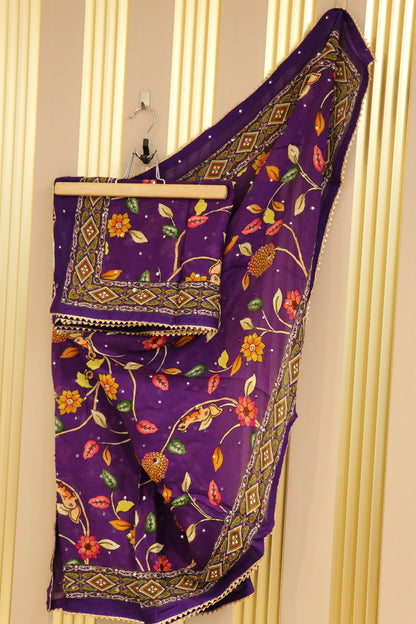 Chinnon printed dupattas with mirror embroidery and gota work border