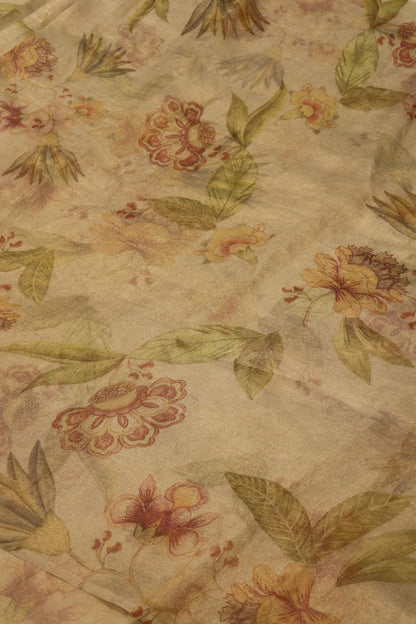 Pure Tissue Big Scattered Organza Floral Printed Fabric