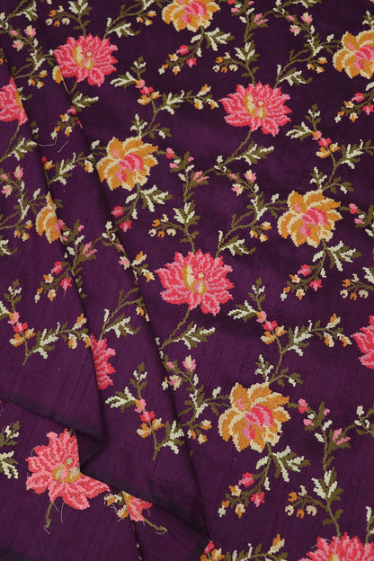 Royal Purple Pure Raw Silk Cross Stitch Embroidery Fabric